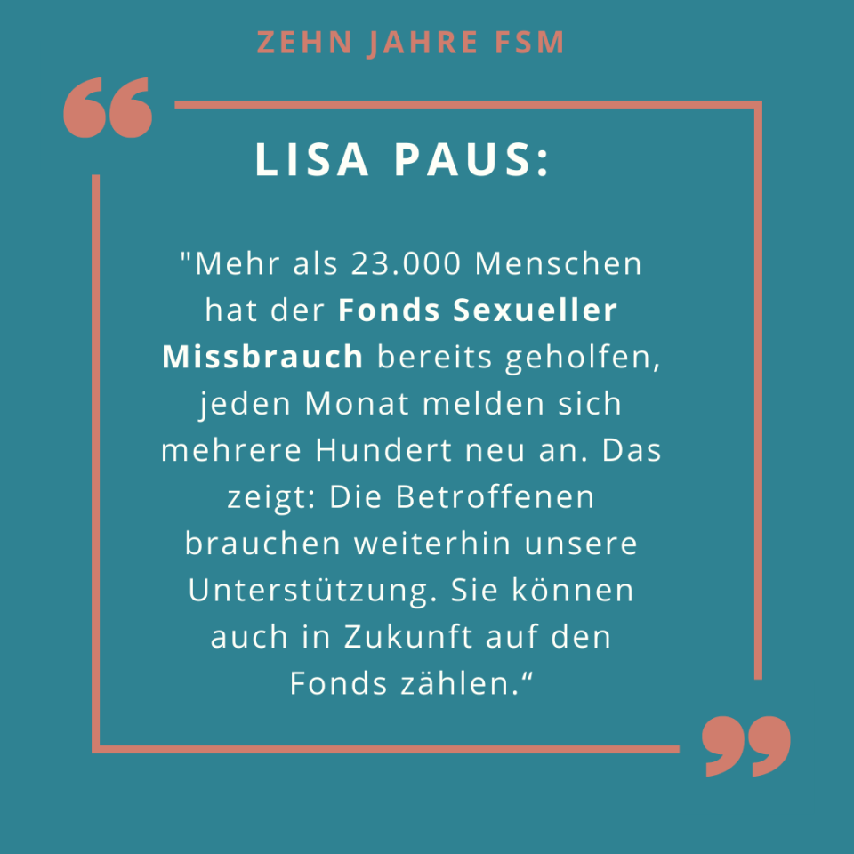 Zehn Jahre Fonds sexueller Missbrauch - Lisa Paus sichert Betroffenen weiterhin Hilfe zu